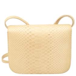 مملوكة مسبقًا Celine Cream Python Medium Classic Box Shoulder Bag