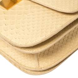مملوكة مسبقًا Celine Cream Python Medium Classic Box Shoulder Bag
