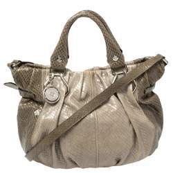 Pre Owned Celine Two Tone Grey Python Two Way Tote