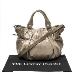 Pre Owned Celine Two Tone Grey Python Two Way Tote