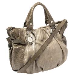 Pre Owned Celine Two Tone Grey Python Two Way Tote