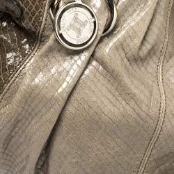 Pre Owned Celine Two Tone Grey Python Two Way Tote