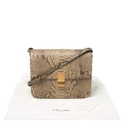Pre Owned Celine Beige Python Large Classic Box Shoulder Bag