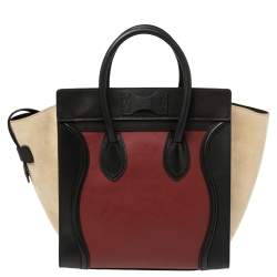 Pre Owned Celine Multicolor Leather and Suede Mini Luggage Tote