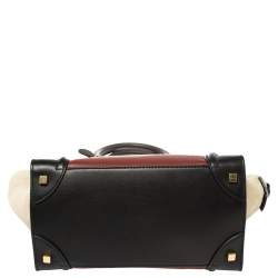 Pre Owned Celine Multicolor Leather and Suede Mini Luggage Tote