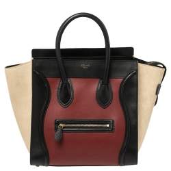 Pre Owned Celine Multicolor Leather and Suede Mini Luggage Tote