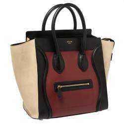 Pre Owned Celine Multicolor Leather and Suede Mini Luggage Tote