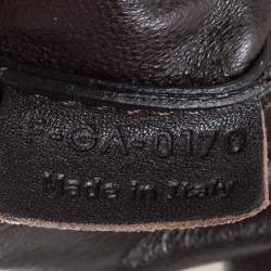 Pre Owned Celine Dark Brown Leopard Print Calf Hair and Leather Envelope Luggage Tote