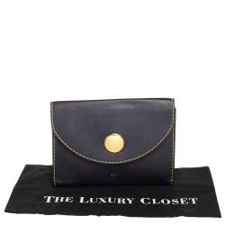 Pre Owned Celine Blue Leather Flap Clutch