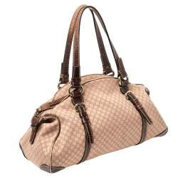 Pre Owned Celine Pink/Brown Macadam Canvas and Leather Satchel