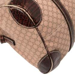 Pre Owned Celine Pink/Brown Macadam Canvas and Leather Satchel