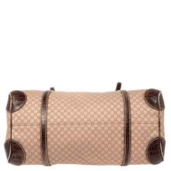 Pre Owned Celine Pink/Brown Macadam Canvas and Leather Satchel