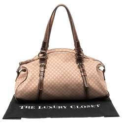 Pre Owned Celine Pink/Brown Macadam Canvas and Leather Satchel