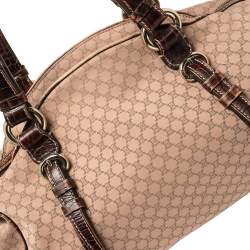 Pre Owned Celine Pink/Brown Macadam Canvas and Leather Satchel