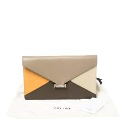 Pre Owned Celine Multicolor Calfhair and Leather Diamond Clutch