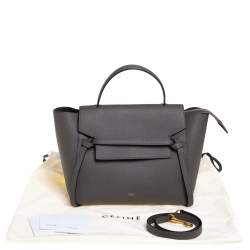 Pre Owned Celine Grey Leather Mini Belt Top Handle Bag