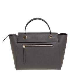 Pre Owned Celine Grey Leather Mini Belt Top Handle Bag