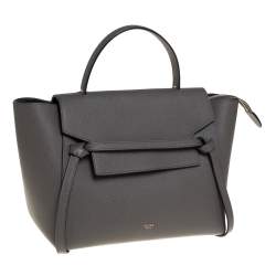 Pre Owned Celine Grey Leather Mini Belt Top Handle Bag
