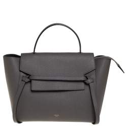 Pre Owned Celine Grey Leather Mini Belt Top Handle Bag
