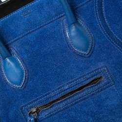 Pre Owned Celine Blue Suede Medium Phantom Luggage Tote