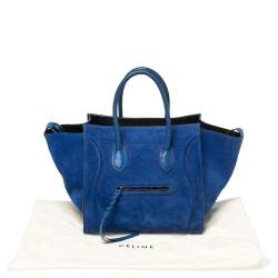 Pre Owned Celine Blue Suede Medium Phantom Luggage Tote