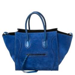 Pre Owned Celine Blue Suede Medium Phantom Luggage Tote