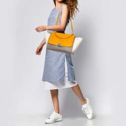 مملوكة مسبقًا Celine Tri Color Leather and Python Medium Trapeze Top Handle Bag