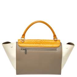 مملوكة مسبقًا Celine Tri Color Leather and Python Medium Trapeze Top Handle Bag