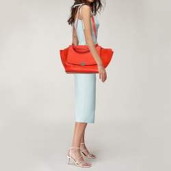 Pre Owned Celine Orange Leather and Suede Medium Trapeze Bag