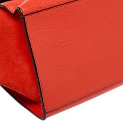 Pre Owned Celine Orange Leather and Suede Medium Trapeze Bag