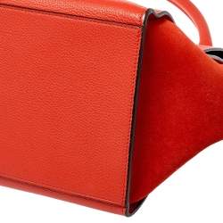 Pre Owned Celine Orange Leather and Suede Medium Trapeze Bag