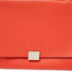 Pre Owned Celine Orange Leather and Suede Medium Trapeze Bag