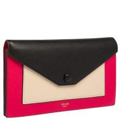 Pre Owned Celine Tri Color Leather Envelope Clutch
