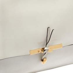 Pre Owned Celine Off White Leather Clasp Flap Shoulder Bag