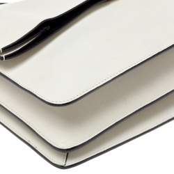 Pre Owned Celine Off White Leather Clasp Flap Shoulder Bag