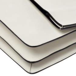 Pre Owned Celine Off White Leather Clasp Flap Shoulder Bag