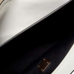 Pre Owned Celine Off White Leather Clasp Flap Shoulder Bag