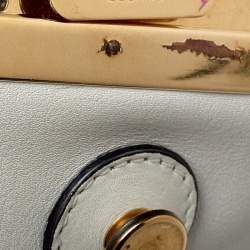 Pre Owned Celine Off White Leather Clasp Flap Shoulder Bag