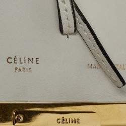 Pre Owned Celine Off White Leather Clasp Flap Shoulder Bag