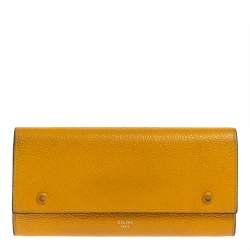 Pre Owned Celine Yellow Leather Large Multifunction Flap Wallet