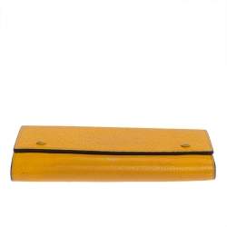 Pre Owned Celine Yellow Leather Large Multifunction Flap Wallet