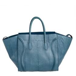 Pre Owned Celine Blue Python Medium Phantom Luggage Tote
