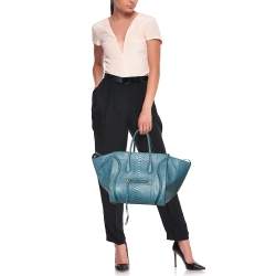 Pre Owned Celine Blue Python Medium Phantom Luggage Tote