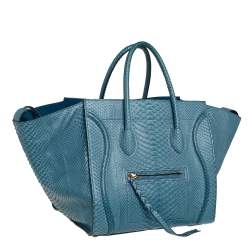 Pre Owned Celine Blue Python Medium Phantom Luggage Tote