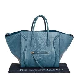 Pre Owned Celine Blue Python Medium Phantom Luggage Tote