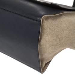 Pre Owned Celine Tri Color Leather and Canvas Medium Trapeze Bag