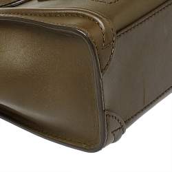 Pre Owned Celine Olive Green Leather Nano Luggage Tote