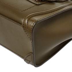 Pre Owned Celine Olive Green Leather Nano Luggage Tote