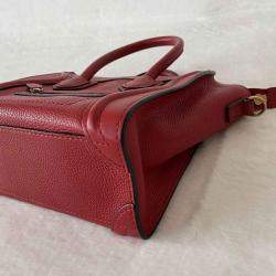 Celine Red Leather Nano Luggage Tote Bag