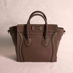 Celine Brown Leather Nano Luggage Tote Bag